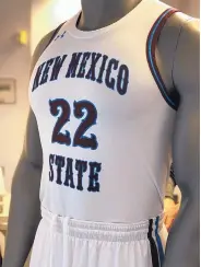  ?? NEW MEXICO STATE UNIVERSITY PHOTO ?? The mannequin models the New Mexico State’s retroinspi­red uniform for tonight’s home game against UTEP.