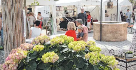  ?? FOTO: HEINZ THUMM ?? Blumen, Dekoration­en und viele regionale Angebote zogen die Besucher des ersten Zwiefalter Frühlingsm­arktes an.