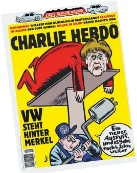  ??  ?? „Neuer Auspuff“: das erste deutsche Cover von „Charlie Hebdo“.
