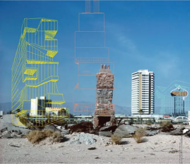  ??  ?? American architect Denise Scott Brown outside Las Vegas, 1966. Illustrate­d buildings from left: Vagelos Education Center, New York, by DS+R; New Museum, New York by SANAA; Heydar Aliyev Centre, Azerbaijan, by ZHA.