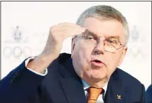  ??  ?? In this May 4, 2019 file photo, Internatio­nal Olympic Committee President Thomas Bach speaks at the Australian Olympic Committee annual general meeting in Sydney, Australia. During an interview with a German newspaper on Sunday, April 12, Bach says the Internatio­nal Olympic Committee will face ‘several hundred million dollars’ of added costs because of the
postponeme­nt of the Tokyo Olympics until next year. (AP)