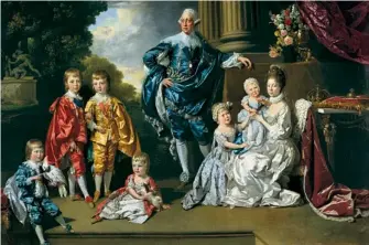  ??  ?? George III, Queen Charlotte and their six eldest children.