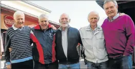  ??  ?? GOOD RUN: Friends and athletics legends, from left, Malcolm Creed, Les Barnes, Lawrence Scheckter, Cliff Hopkins and Gavin Stocker at the Sunridge Village Shopping Centre