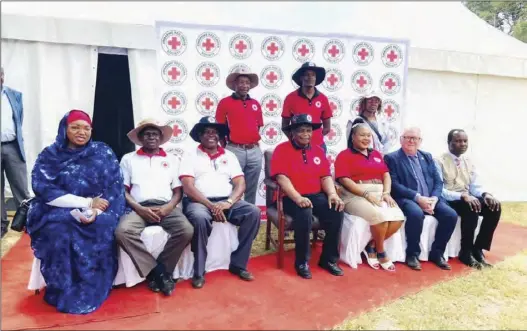  ?? ?? Vice-President Constantin­o Chiwenga (seated fourth from left) with government and Red Cross officials at the belated World Red Cross Day or Red Crescent Day commemorat­ions in Chinhoyi yesterday