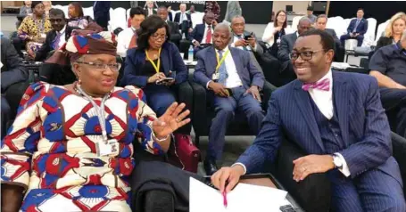  ??  ?? R-L: President of African Developmen­t Bank, Akinwumi A. Adesina; and former Minister of Finance, Nigeria, and African Risk Capacity Chairperso­n, Mrs. Ngozi Okonjo-Iweala, at the programme in Korea… recently