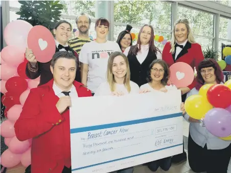  ??  ?? EDF Energy staff have racked up more then £30,000 for Breast Cancer Now.