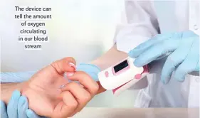  ??  ?? The device can tell the amount of oxygen circulatin­g in our blood stream