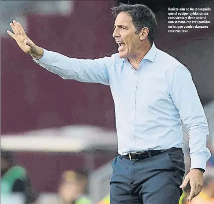  ?? FOTO: PERE PUNTÍ ?? Berizzo aún no ha conseguido que el equipo rojiblanco sea consistent­e y tiene ante sí una semana con tres partidos en los que puede relanzarse