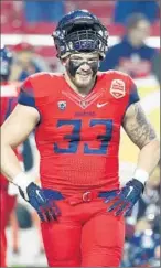  ?? Ross D. Franklin
Associated Press ?? ARIZONA linebacker Scooby Wright was an All-American last season, but a knee injury makes him questionab­le for today.