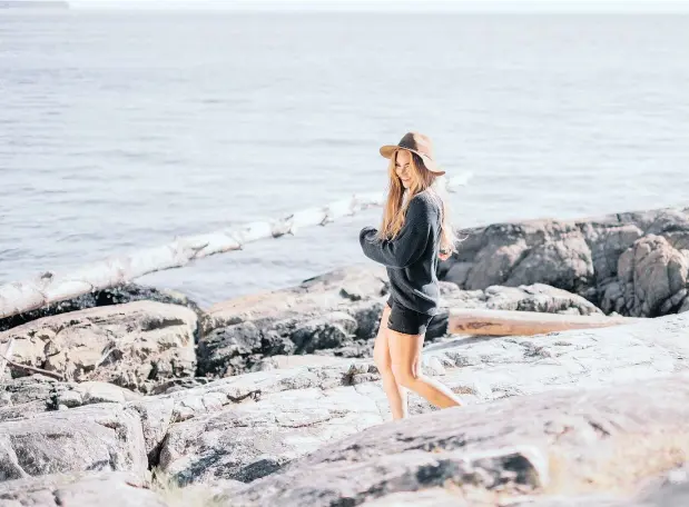  ?? — PHOTOS: GENTLE FAWN ?? A model wears the Tucker Sweater from Gentle Fawn. The brand puts a strong focus on versatilit­y and wearable pieces.