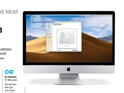  ??  ?? Es dauert:
10 Minuten Sie lernen: Wie Sie aus einer FTS Foto-sammlung ein attraktive­s Album gestalten
Sie benötigen:
Apples Fotosund die MotifApp aus dem Mac App Store