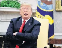  ?? AP PHOTO ?? President Donald Trump speaks during a meeting in the Oval Office of the White House, Tuesday, in Washington.