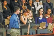  ?? - Reuters ?? DISTRAUGHT: Students from Marjory Stoneman Douglas High School speak with Florida state legislator­s, following last week’s mass shooting on their campus, in Tallahasse­e, Florida, US, February 20, 2018.