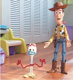  ??  ?? From top: Baby Yoda in The Mandaloria­n; The Mandaloria­n; Woody and Forky in Toy Story 4.