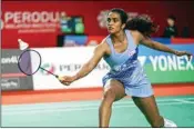  ?? AP/PTI ?? P V Sindhu in action during a match at Malaysia Masters in Kuala Lumpur on Thursday