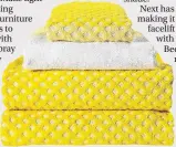  ??  ?? Hay autumn yellow towels, bath, £25 each, guest £13 each, all available from Amara