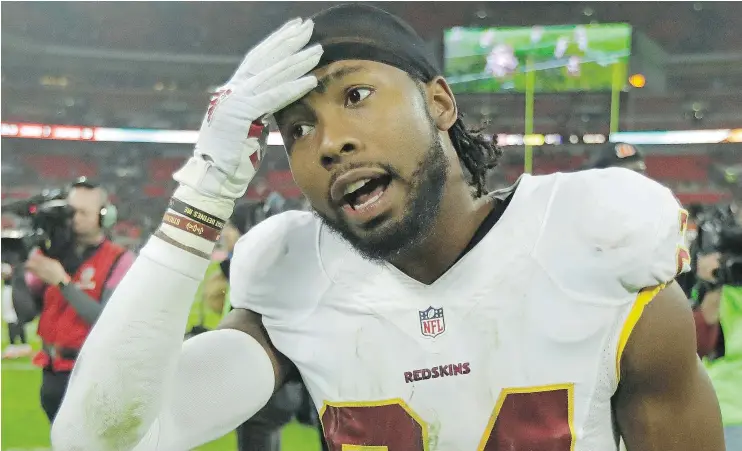  ?? — THE ASSOCIATED PRESS FILES ?? An exasperate­d Washington Redskins cornerback Josh Norman was highly critical of the officiatin­g on Sunday after being flagged five times.