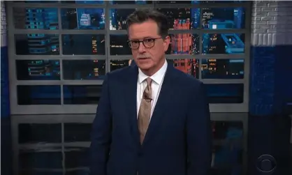  ?? Photograph: Youtube ?? Stephen Colbert: ‘They’re incentiviz­ing neighbors to turn on each other for cash. Bad news for fans of privacy rights, but great news for The Handmaid’s Tale, which just got a late Emmy nomination for best documentar­y.’