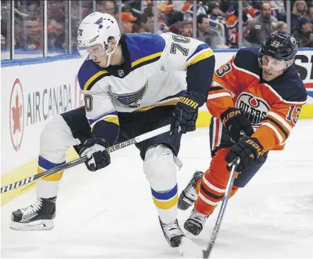  ?? JASON FRANSON/THE CANADIAN PRESS ?? The Edmonton Oilers are hoping the acquisitio­n of veteran forward Michael Cammalleri from Los Angeles will provide a spark for a team that has struggled out of the gate. Cammalleri made his Oilers’ debut in a 4-1 loss to St. Louis on Thursday. The...