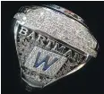  ?? CHICAGO CUBS VIA AP ?? Pictured is the ring the Chicago Cubs announced they were giving to notorious fan Steve Bartman.