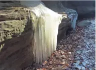  ?? LEWIS/MILWAUKEE JOURNAL SENTINEL CHELSEY ?? Water freezes into ice curtains in Fern Dell Gorge at Mirror Lake State Park near Baraboo.