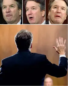  ??  ?? Sotto giuramento/2 Brett Kavanaugh, 53, scelto da Trump per la Corte Suprema