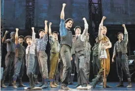  ?? Deen Van Meer / Disney ?? Dan DeLuca (center) plays Jack Kelly, leader of the newsboys, in the touring production of the Broadway hit “Newsies.”