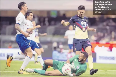  ?? REFORMA AGENCIA ?? Cruz Azul sufrió dos tropiezos ante las Águilas este semestre.