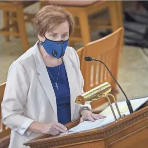  ?? ADAM CAIRNS/COLUMBUS DISPATCH ?? Ohio state Medicaid director Maureen Corcoran answers questions during a hearing of the Joint Medicaid Oversight Committee in August 2020.