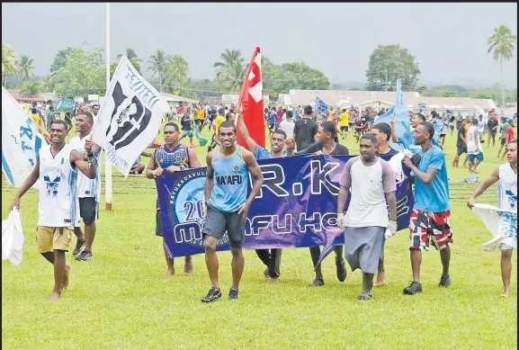  ?? Picture: MELI LADDPETER ?? Members of the Ma’afu House walk up to receive their title after the completion of the Ratu Kadavulevu School inter-house competitio­n yesterday.