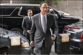  ?? EVAN VUCCI — THE ASSOCIATED PRESS ?? Michael Sussmann, a cybersecur­ity lawyer who represente­d the Hillary Clinton presidenti­al campaign in 2016, arrives at the E. Barrett Prettyman Federal Courthouse in Washington on Monday. Sussmann is accused of making a false statement to the FBI during the Trump-Russia probe.