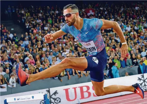  ?? KEYSTONE ?? Rang 3 und Egalisieru­ng der persönlich­en Bestzeit: 400-m-Hürden-Spezialist Kariem Hussein zeigte in Zürich ein starkes Rennen.