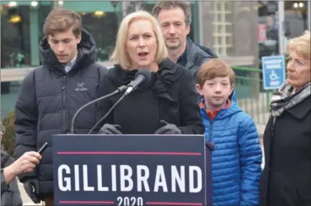  ?? NICHOLAS BUONANNO — DIGITAL FIRST MEDIA ?? U.S. Sen. Kirsten Gillibrand speaks about her 2020 presidenti­al bid.