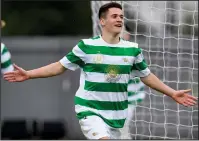  ??  ?? Jack Aitchison gave Celtic Under-19s a second-half lead but PSG battled back with two goals to clinch all three points