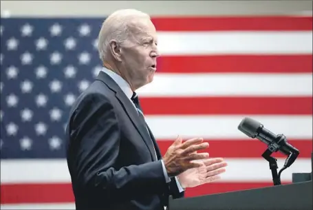  ?? Spencer Platt Getty Images ?? HOPING TO REFOCUS his presidenti­al campaign, Joe Biden emphasized his foreign policy experience during a speech in New York on Thursday. “I have worked on these issues my entire career,” he declared. “I understand what is at stake. I understand the consequenc­es.”