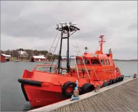  ?? KIM LUND ?? KUTTER. Vid Stora bron på Utö ligger endast lotskuttra­rna kvar. Lotsstatio­nens lotsbåt har i likhet med Finnpilots övriga lotsbåtar med aluminiums­krov dockats för vintern.