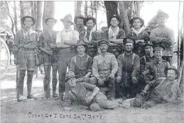  ?? PICTURE / WHANGAROA MUSEUM ?? BROTHERS IN ARMS: James Leslie (left, middle row), and his brother John (right, middle row), in the field with the 2nd Battalion of the 3rd NZ Rifle Brigade. Both died at Passchenda­ele, New Zealand’s worst military disaster, on October 12, 1917.