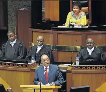  ?? PHOTO: SIYASANGA MBAMBANI/DOC ?? EXPLANATIO­N: President Jacob Zuma answers questions in parliament yesterday arising from his state of the nation address last week