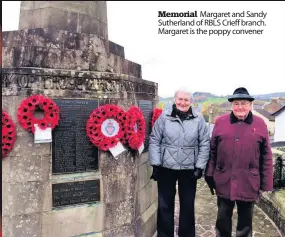  ??  ?? Memorial Margaret and Sandy Sutherland of RBLS Crieff branch. Margaret is the poppy convener