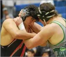  ?? DIGITAL FIRST MEDIA FILE ?? Marple Newtown’s Anthony Goodman works against Ridley’s John Sheldon during their championsh­ip bout 285. Goodman won by major decision, 10-2. at