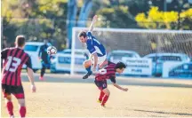  ?? Picture: JERAD WILLIAMS ?? Burleigh Heads' Elliott Middle (main) celebrates, while Middle and Surfer Paradise’ Ryu Yonezawa (below left) battle it out, as do Burleigh’s Takaaki Masuda and Surfers Paradise’s John Costello (right).