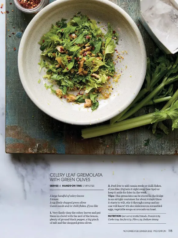 CELERY LEAF GREMOLATA WITH GREEN OLIVES PressReader
