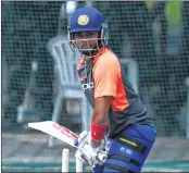  ??  ?? India’s Prithvi Shaw bats at nets during a training session ahead of the second Test against West Indies in Hyderabad