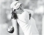  ?? ERIC GAY AP ?? Japan’s Hinako Shibuno hits off the 16th tee during the third round of the U.S. Women’s Open Saturday.