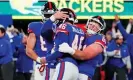  ?? Robert Deutsch/USA Today Sports ?? Kicker Randy Bullock celebrates with his Giants teammates after his winning field goal. Photograph: