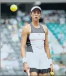  ?? FOTO: A. JIMÉNEZ ?? Muguruza, molestias en el brazo