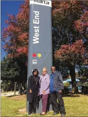  ?? BILL TORPY/BTORPY@AJC.COM ?? Longtime West End residents Kay Wallace (from left), Joanne Rhone and Karl Barnes oppose renaming the West End station.