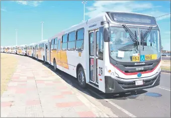  ??  ?? Buses de la empresa Automotore­s Guaraní SRL, que adquirió 12 unidades de ómnibus modernos.