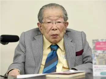  ?? Kyodo via Reuters ?? Dr Shigeaki Hinohara, pictured in 2015, saw patients until a few months before his death yesterday. His philosophy on the importance of feeling good attracted a huge following