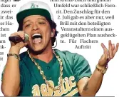  ?? FOTO: DPA ?? Bruno Mars wird am 2. Juli mit Hits wie „Just The Way You Are“oder „Grenade“in Düsseldorf gastieren.